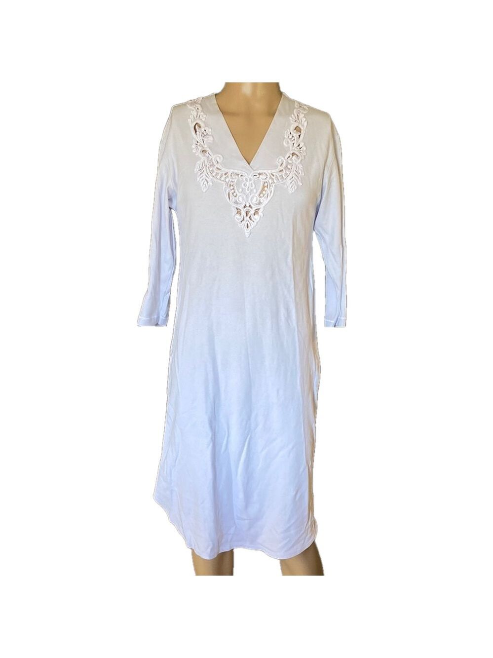 Verena blue with White Lace Trim Sleepwear nightgown